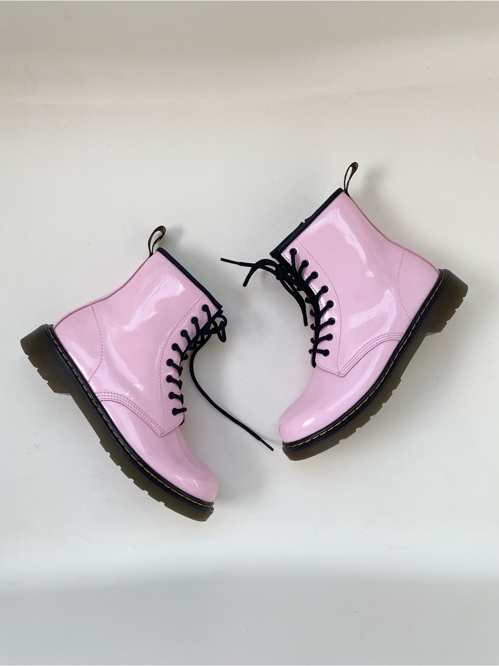 Dr. Martens Patent Pink Lace-Up Combat Boots